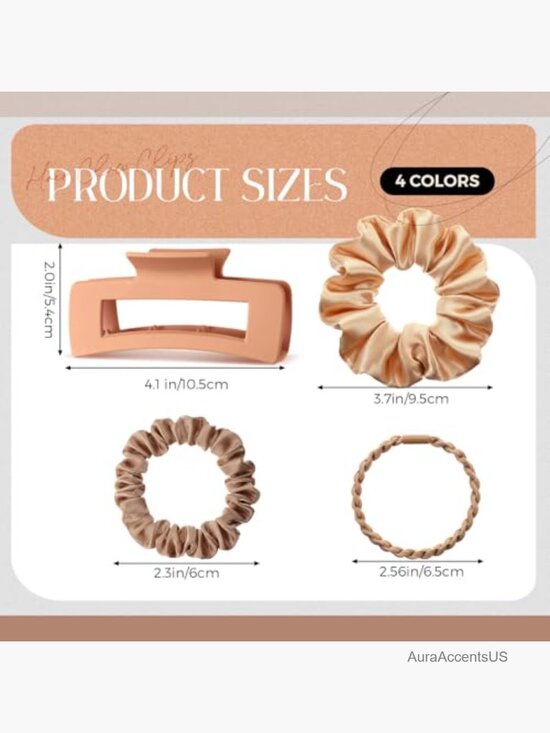 28 Pc Hair Accessory Set with Claw Clips, Satin & Boho Scrunchies main image 5